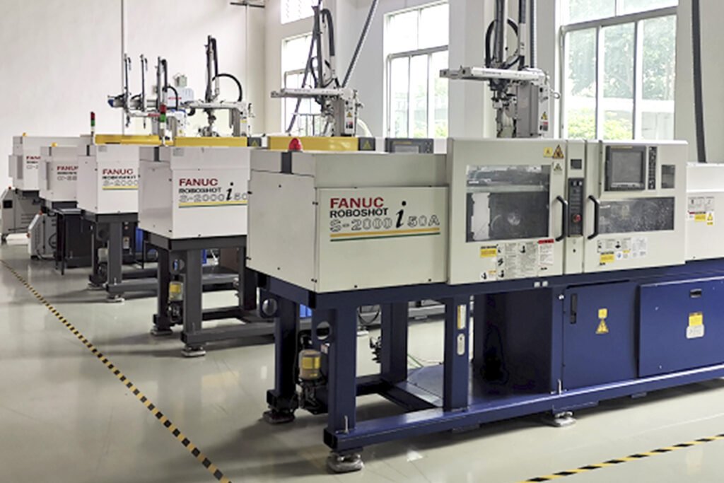 Injection molding machines used for sampling and validating an LSR mold