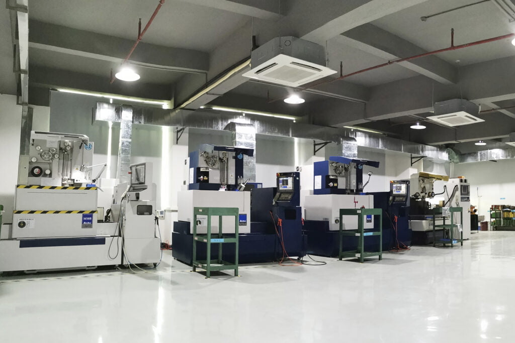 Wire EDM machines used to cut die spare parts to drawing