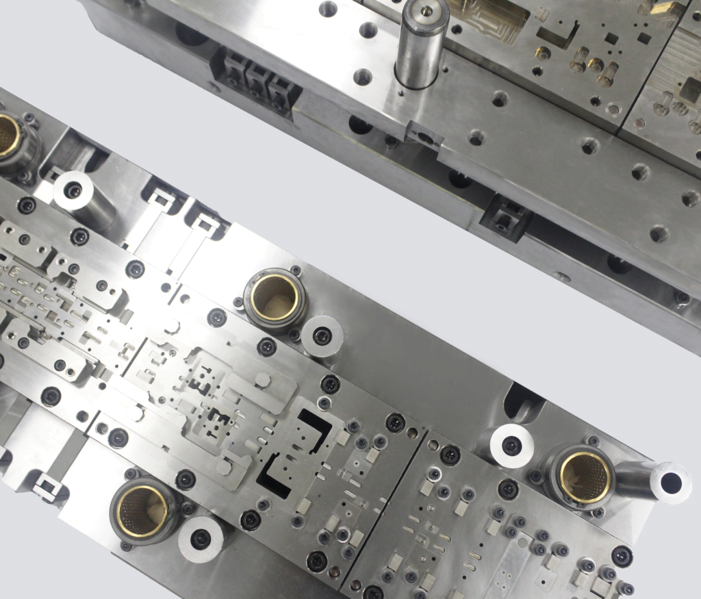 Precision stamping die used to form a metallic bipolar plate flow field