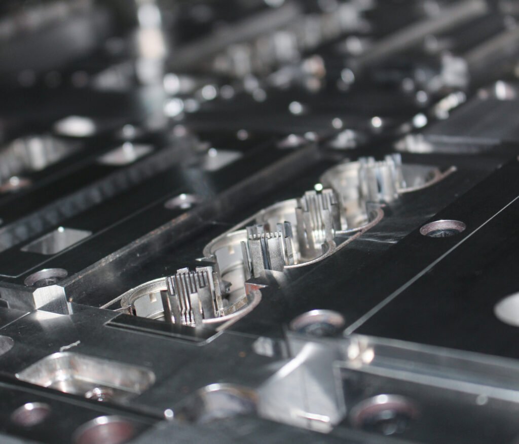 Precision polished mold cavity inserts similar to those used in an LSR mold