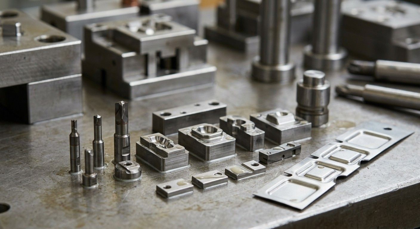 Progressive die stamped enclosures housings metal shells