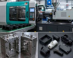 Injection molded plastic parts after ejection
