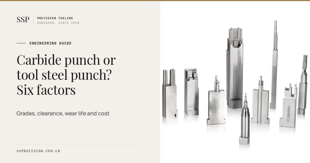 Carbide punch versus tool steel punch cover showing precision ground punches made by SSP