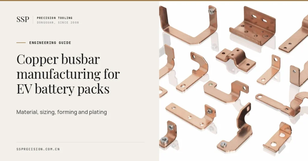Copper busbar manufacturing cover with stamped and bent copper busbars made by SSP
